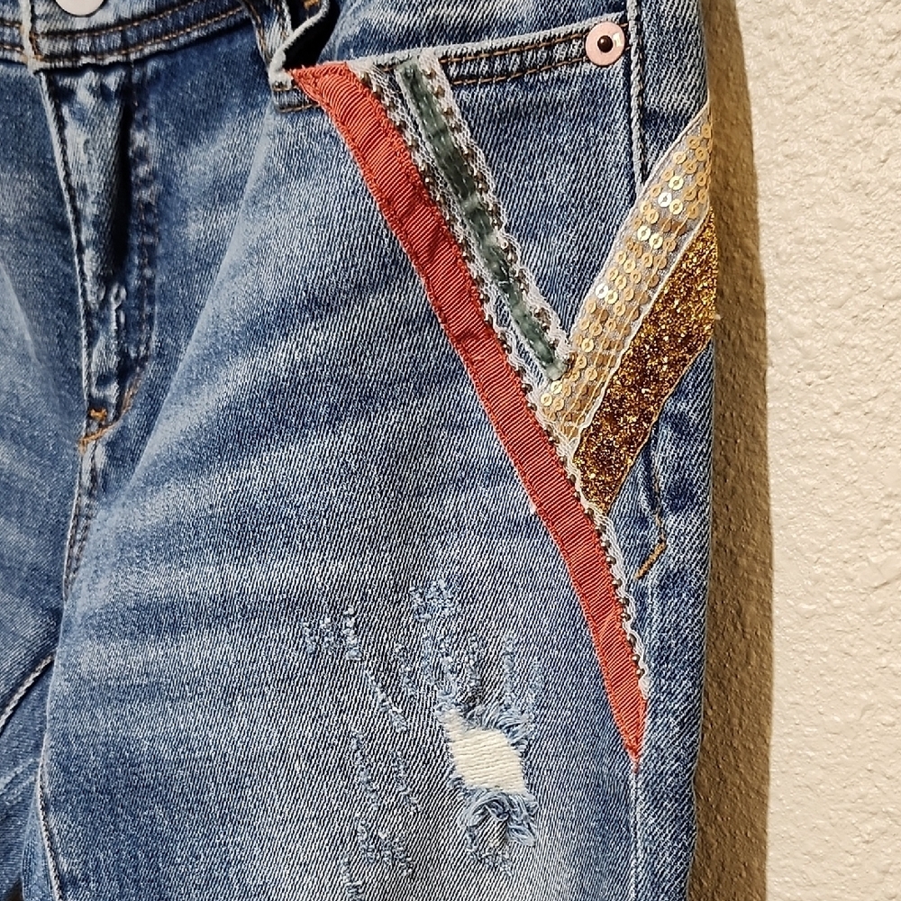 Pilcro and the Letterpress Red and Blue Skinny Jeans - Picture 4 of 16
